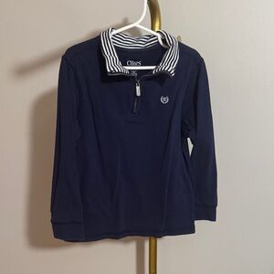 Chaps Navy Kids Sweater with Striped Collar